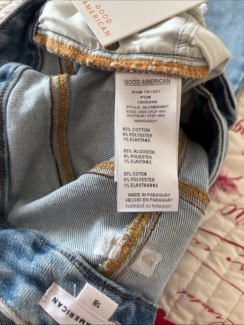 Good American Medium Wash Distressed Crop Mini Boot Jeans SIZE 18 - Picture 11 of 12